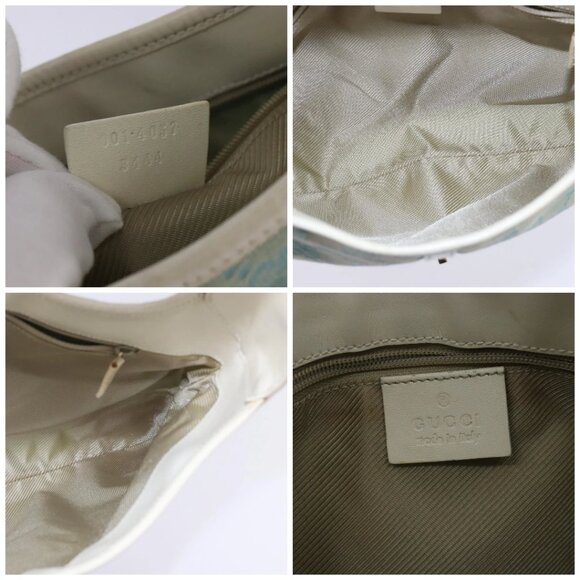 GUCCI Jackie GG Canvas Shoulder Bag Light Blue Gold 001 4057 Auth ki6112 - Picture 15 of 16